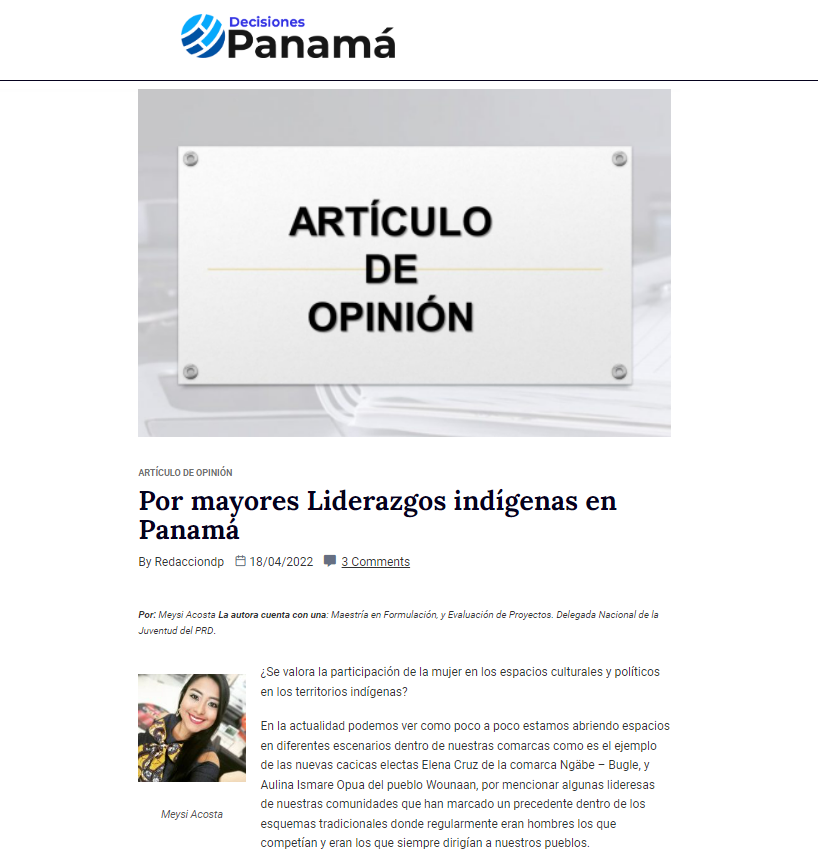 Artículo de opinión Decisiones Panamá – 18abril2022